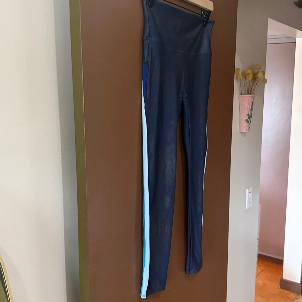SPANX Navy Blue Stripe Leggings